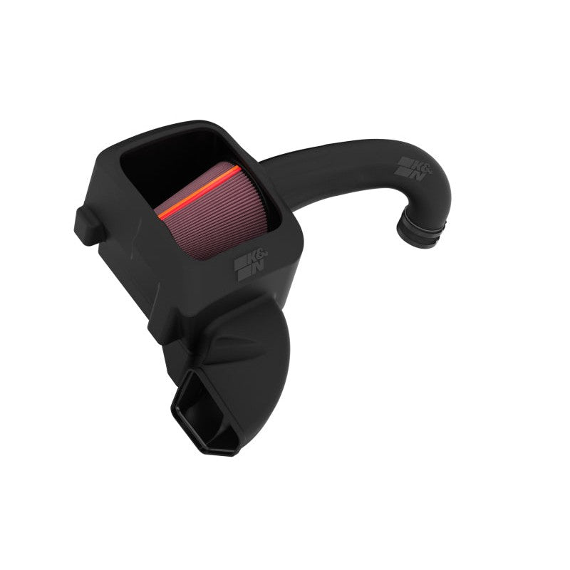 K&N NextGen cold air intake kit with black HDPE intake tube and red conical oiled air filter for 5.7L Ram trucks.