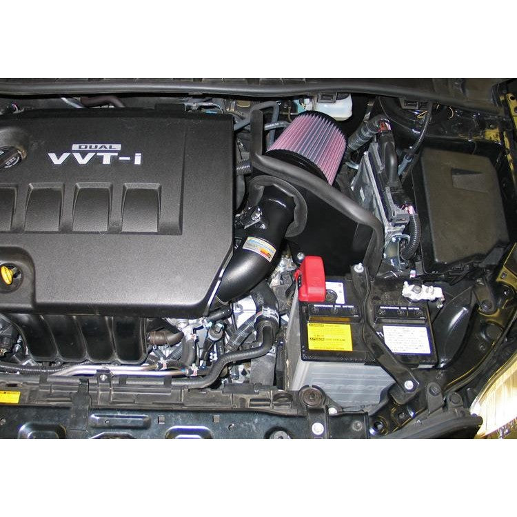 K&N Typhoon short ram intake with mandrel-bent aluminum tube and conical air filter for 1.8L Toyota Corolla.