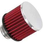 K&N 62-1390 crankcase vent filter with chrome-plated steel top and black rubber 1.25 inch flange.