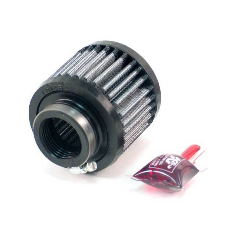 K&N 62-1430 crankcase vent filter with black rubber base and top, showing the 1.375 inch mounting flange.