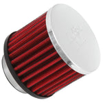K&N 62-1460 Crankcase Vent Filter with chrome-plated top and 1.5 inch black rubber mounting flange