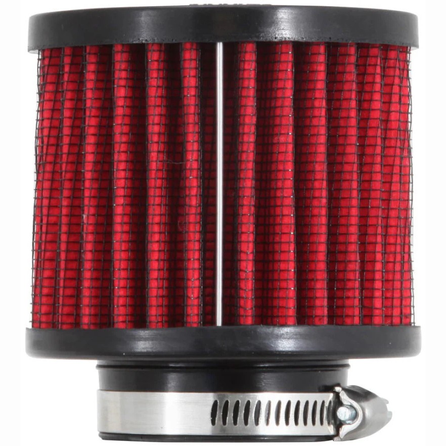 K&N 62-1450 crankcase vent filter with 1.5 inch rubber flange ID, synthetic media, and embossed rubber top.