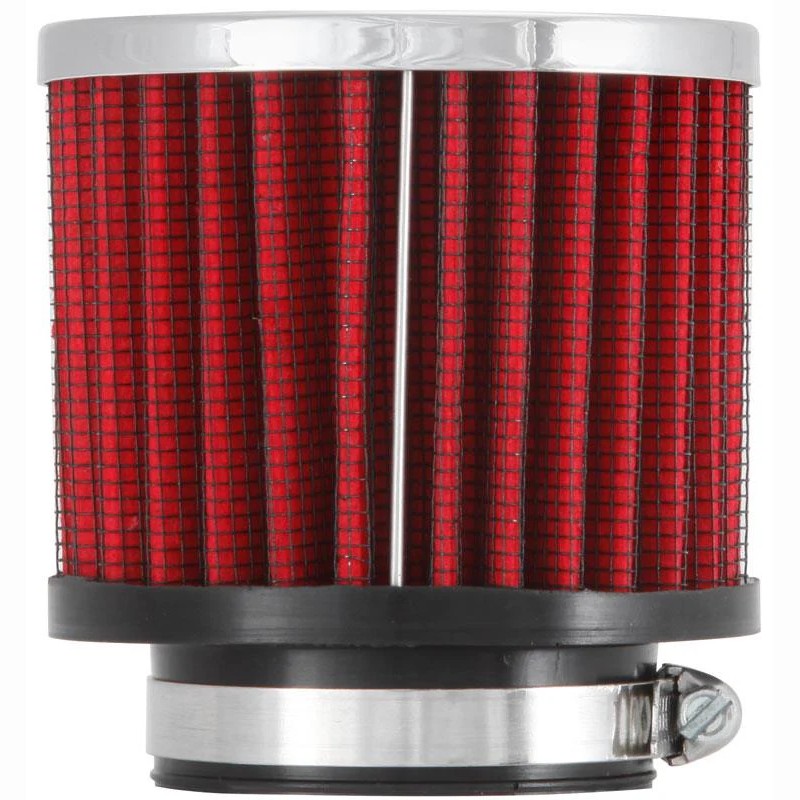 K&N 62-1480 crankcase vent filter featuring an embossed chrome top and 1.75-inch rubber clamp-on flange.