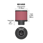K&N 62-1410 crankcase vent filter featuring a black rubber base, 1-inch flange, and washable synthetic media.