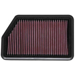 K&N 33-2451 high-flow washable replacement air filter with red oiled cotton media and black frame.