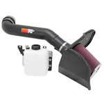 K&N 77-2579KTK Performance Intake Kit with black powder-coated aluminum tube and oversized air filter for Ford Raptor.