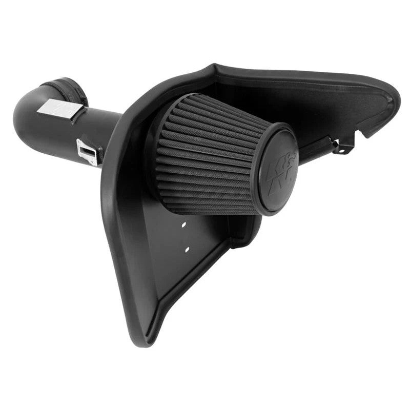 K&N Blackhawk Induction air intake kit with black powder-coated aluminum tube and oil-free synthetic air filter.