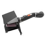 K&N 77 Series air intake system with mandrel-bent aluminum tube, oversized conical air filter, and custom heat shield.