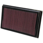 K&N 33-2475 high-flow oiled cotton replacement air filter with red pleated media for Chevrolet Impala