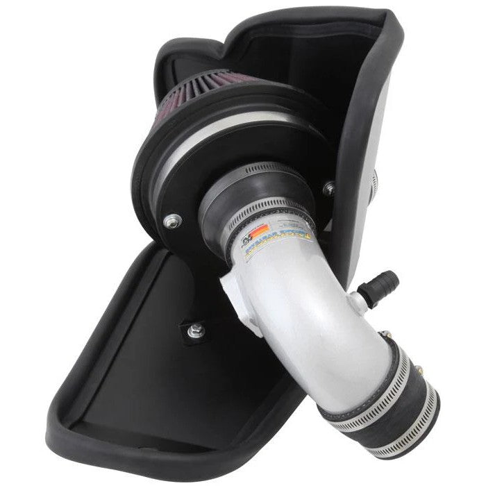 K&N 69-1020TS Typhoon cold air intake featuring silver aluminum tubing and red conical air filter for 2012-2015 Honda Civic.