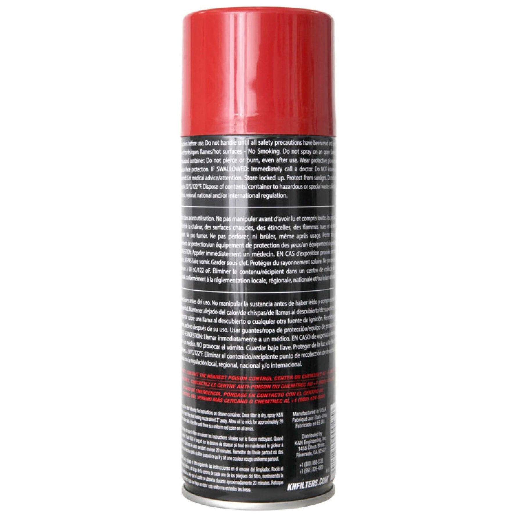 K&N 99-0516 12.25 oz aerosol air filter oil spray can with red cap