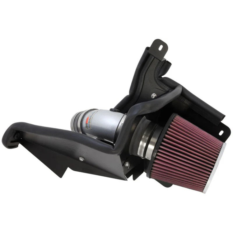 K&N Typhoon performance intake system with silver mandrel-bent aluminum tube and red conical air filter