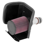 K&N Typhoon Silver cold air intake system with mandrel-bent aluminum tube and red conical air filter for Dodge Dart