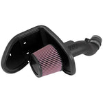 K&N 57 Series FIPK air intake system featuring a black HDPE tube, oiled cotton air filter, and custom heat shield.