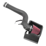 K&N AirCharger Performance Intake system with HDPE tube, heat shield, and red oiled cotton air filter for Ford Fusion.