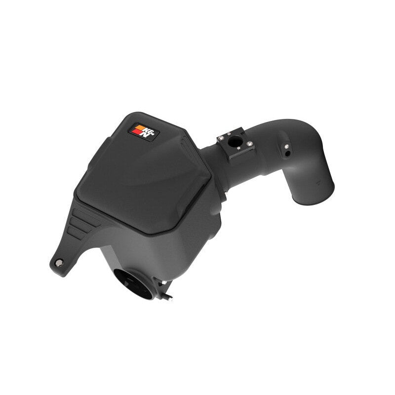 K&N 63 Series AirCharger intake system with black HDPE tube and red oiled cotton filter for 2013-2018 Ram 2500/3500.