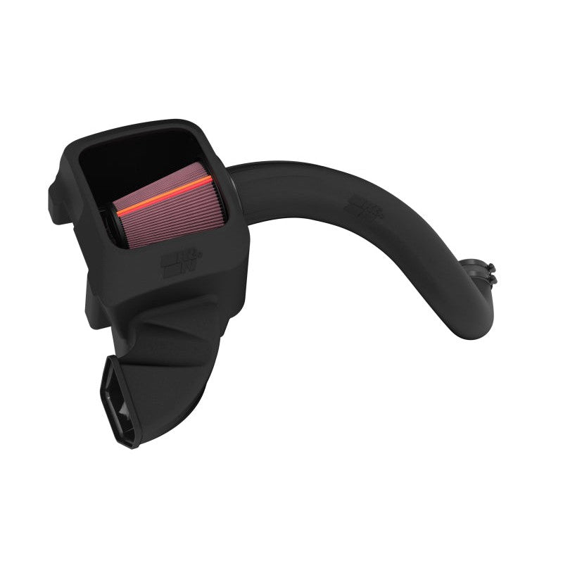 K&N NextGen cold air intake system 50-1564 featuring a black HDPE tube and conical oiled cotton filter for Ram 1500.