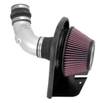 K&N 69-3518TS Typhoon Performance Intake with silver mandrel-bent aluminum tube and red conical air filter.