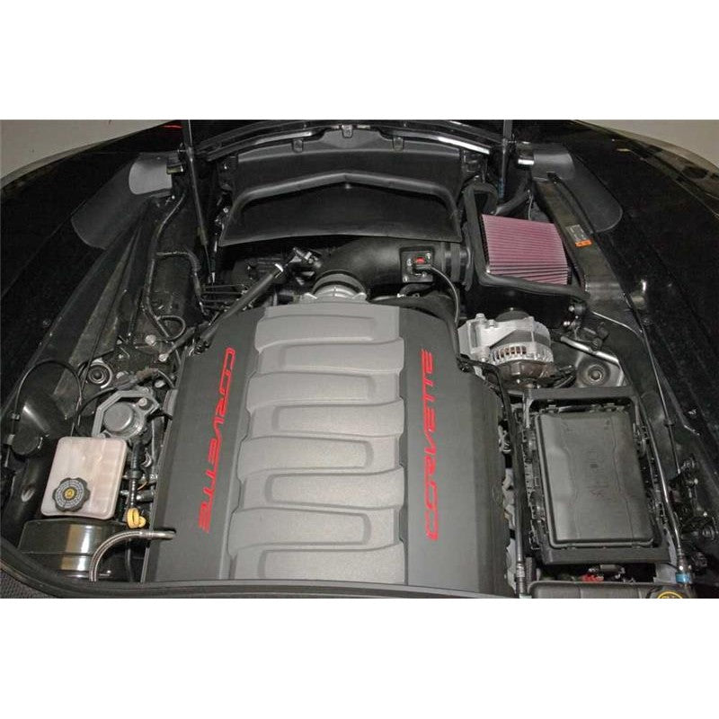 K&N 63-3081 AirCharger intake system with carbon fiber air filter and heat shield for 2014-2019 Chevrolet Corvette.