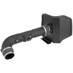 K&N 57-3082 Performance Air Intake featuring a black HDPE tube, heat shield, and red oiled cotton air filter.