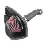 K&N 63-2588 AirCharger intake system with black HDPE tube, conical oiled air filter, and heat shield for Ford Fusion.
