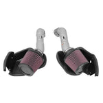 K&N 69-7083TS Typhoon dual silver short ram intake system with red oiled filters and heat shields for Infiniti Q50 3.7L