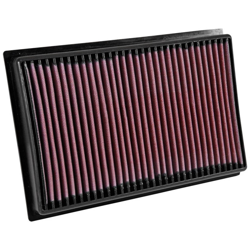K&N 33-5039 drop-in high-flow replacement panel air filter with red oiled cotton gauze media