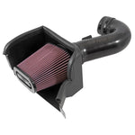 K&N AirCharger performance air intake featuring a black HDPE tube and red conical air filter for 2015-2019 Corvette Z06.