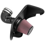 K&N AirCharger performance air intake system with black HDPE tube and red conical air filter for 2.0L Chevy Camaro.