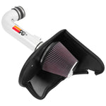 K&N 69 Series Typhoon intake system with silver mandrel-bent aluminum tube and red oiled cotton air filter
