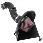 K&N AirCharger performance air intake kit with HDPE tube, conical filter, and heat shield for 2.0L Honda Civic.