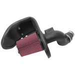 K&N 63-3106 AirCharger intake system with black HDPE tube and red oiled cotton conical air filter