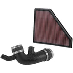 K&N 57-3094 FIPK air intake kit featuring an aerodynamic intake tube and red oiled cotton gauze high-flow air filter.