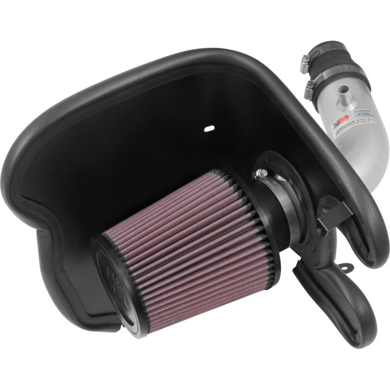 K&N Typhoon Series silver aluminum short ram intake system with red oiled cotton filter and heat shield for Chevy Cruze