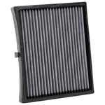 K&N VF2059 washable synthetic cabin air filter with white pleated media and a black frame.
