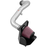 K&N Typhoon performance intake kit with silver aluminum tube and red conical filter for 1.6L Hyundai Elantra Sport