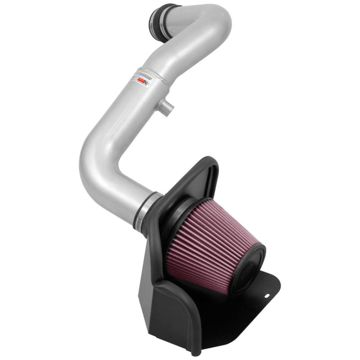K&N Typhoon performance intake kit with silver aluminum tube and red conical filter for 1.6L Hyundai Elantra Sport