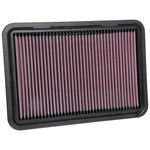 K&N 33-3130 high-flow drop-in replacement air filter featuring red oiled cotton media for Suzuki Swift V