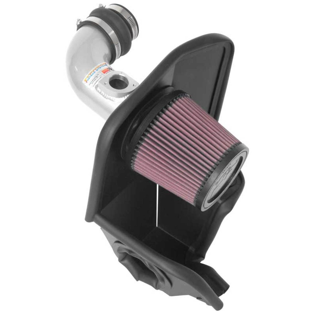 K&N Typhoon air intake system with silver mandrel-bent tube and red conical oiled cotton filter