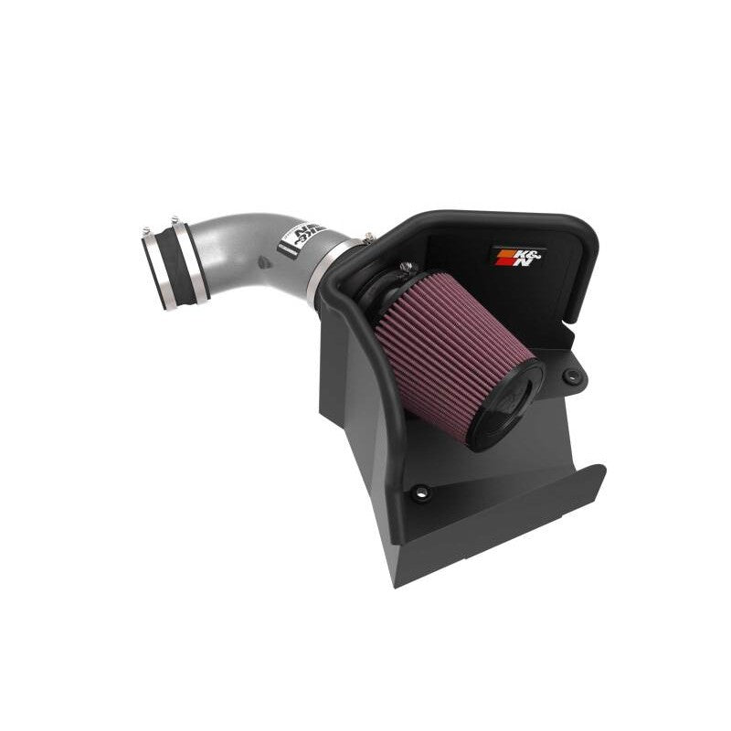 K&N performance air intake 69-9756TC with silver mandrel-bent aluminum tube and red oiled cotton filter for VW Atlas V6