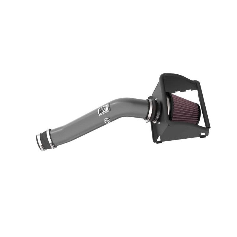 K&N Performance Air Intake System with a mandrel-bent aluminum tube and red high-flow filter for 2018-2023 Ford F-150 3.3L