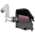 K&N Typhoon Performance Air Intake 69-5323TS with silver mandrel-bent aluminum tube and red conical oiled air filter.