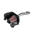 K&N 77-1586KC performance air intake system with a mandrel-bent aluminum tube and red oiled cotton cone filter.