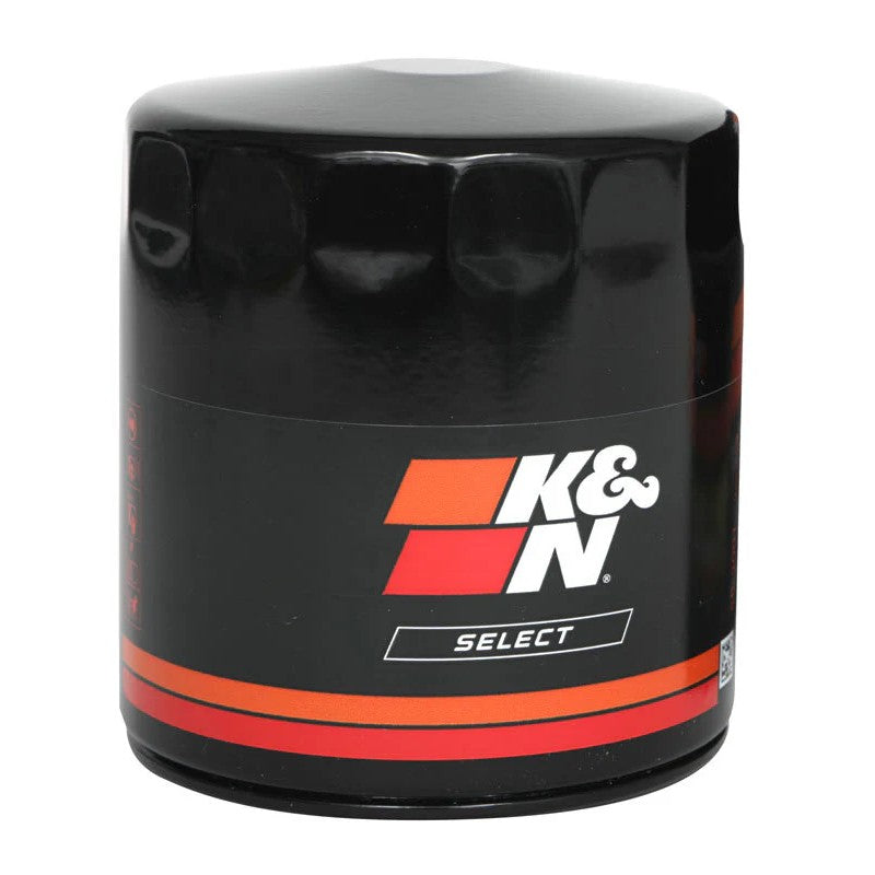K&N SO-1004 Select Series black spin-on oil filter featuring a fluted canister for easy removal.