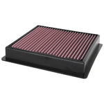 K&N 33-5100 High-Flow drop-in replacement air filter with red layered oiled cotton media.