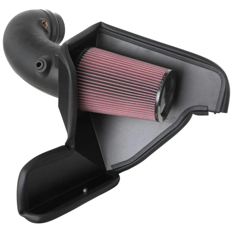 K&N AirCharger intake system with black HDPE tube and conical oiled cotton filter for 2020-2022 Mustang Shelby GT500.