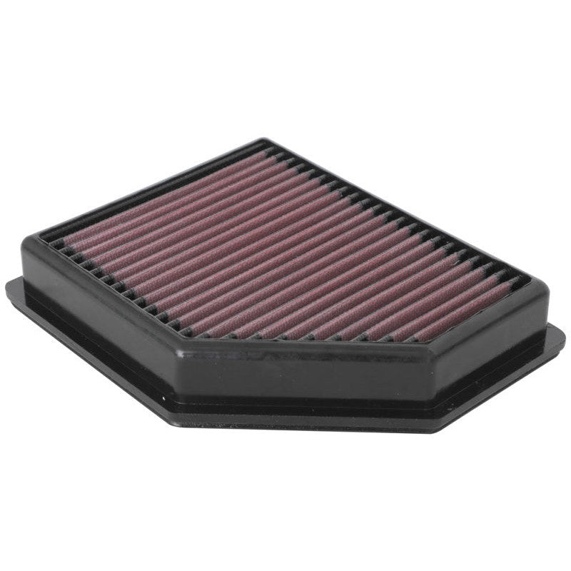 K&N 33-5110 High-Flow Replacement Air Filter featuring pleated red oiled cotton media for Nissan Sentra