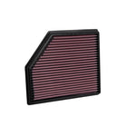 K&N 33-5102 high-flow oiled cotton replacement panel air filter with red pleated media for Cadillac CT4 and CT5 2.0L.