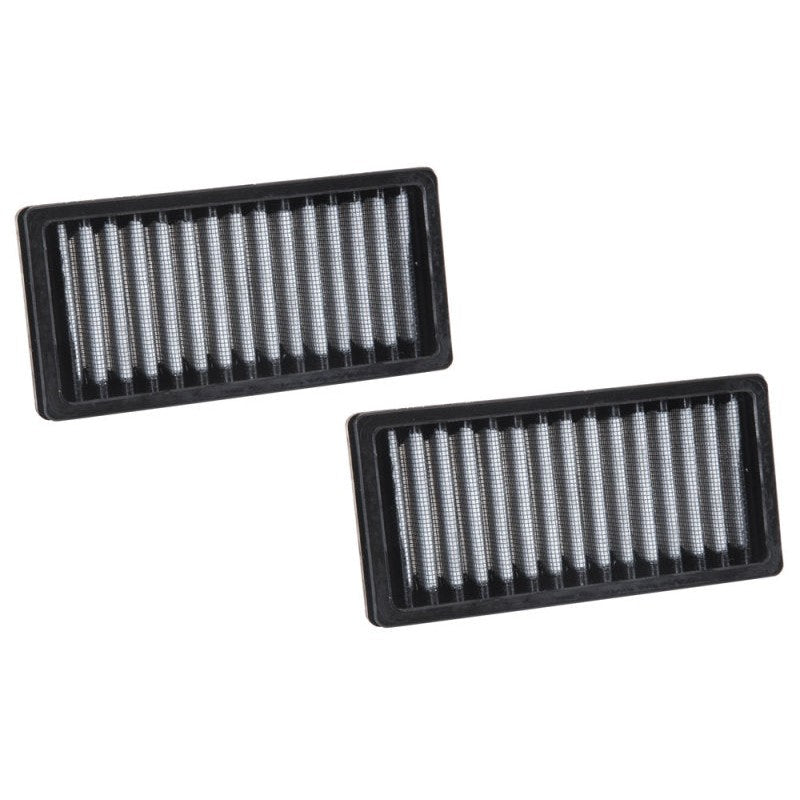 K&N VF1010 washable cabin air filter with white pleated synthetic media for 2011-2018 Jeep Wrangler.