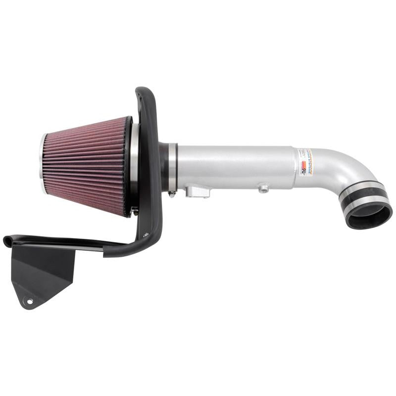 K&N 69-4527TS Typhoon performance air intake kit with silver aluminum tube, red conical filter, and black heat shield.